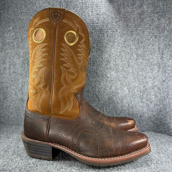 Ariat Heritage Roughstock Cowboy Boots Mens 12 EE Wide Brown Leather Western - Picture 1 of 13
